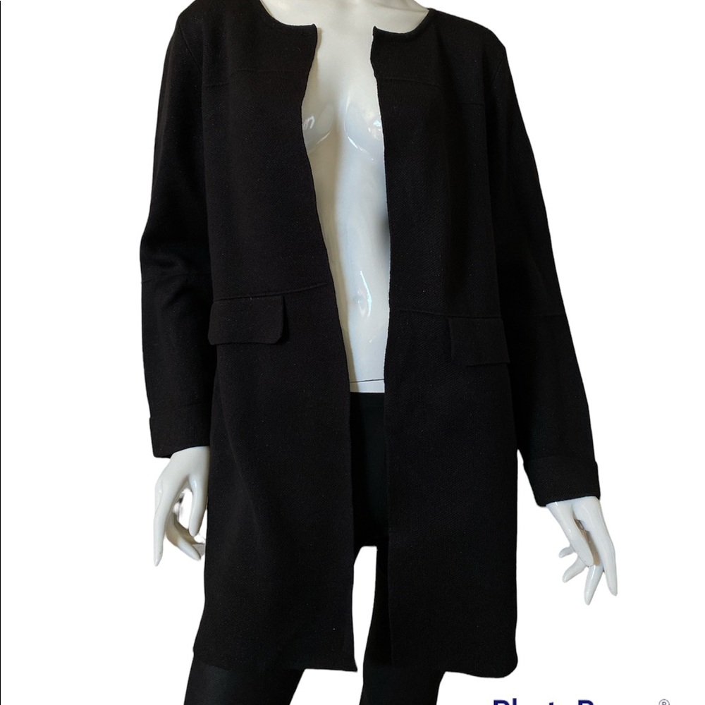 NWOT. ELLE Black / Metallic Thread Open-front Long Cardigan/ Coat